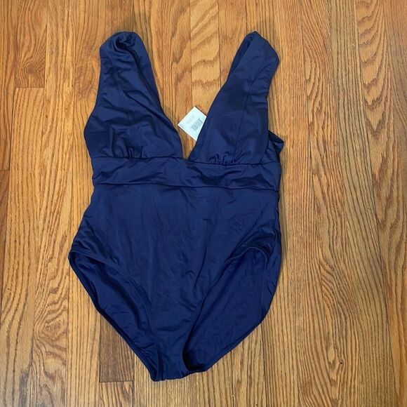 Andie The Mykonos One Piece LT Swimsuit Navy size M NWT minimalist long torso - Picture 3 of 7